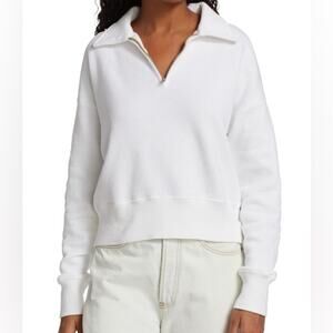 Re/Done Half Zip Sweatshirt White Size Large